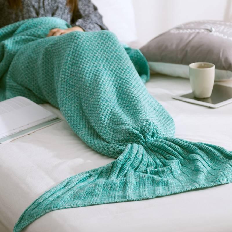 Soft And Stylish Mermaid Tail Blanket Plush Knitted Acrylic Throw For Spring And Autumn