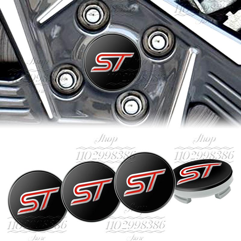 4Pcs Car Styling ST Emblem Wheel Center Hub Cover Sticker Rim Badge Accessories For Ford Focus Fiesta MK2 3 4 5 Kuga Mondeo Edge CVV1