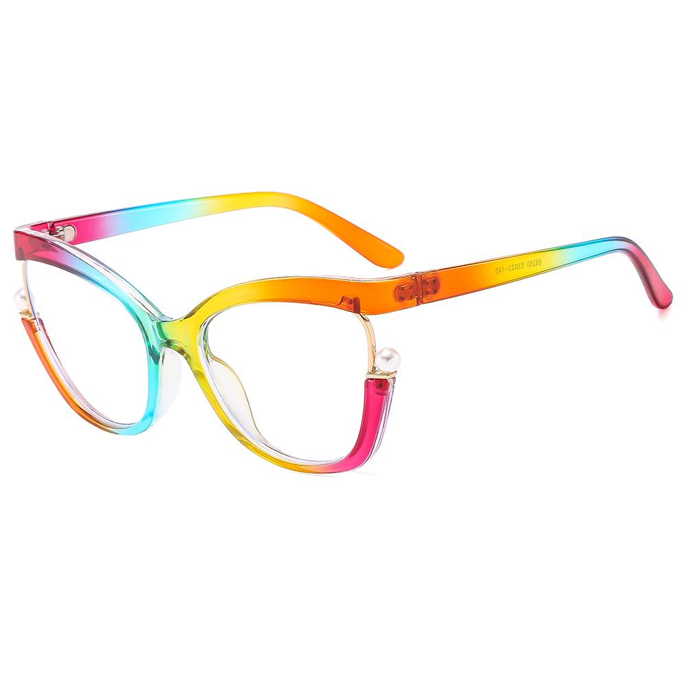 

Европейская и американская женская оправа для очков с декором из неправильного жемчуга и защитой от синего света - Красочный и уникальный дизайн