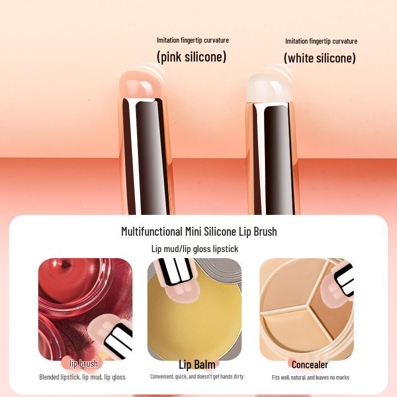 Transparent Silicone Lip Brush with Lid - Portable Lipstick Smudge and Balm Tool
