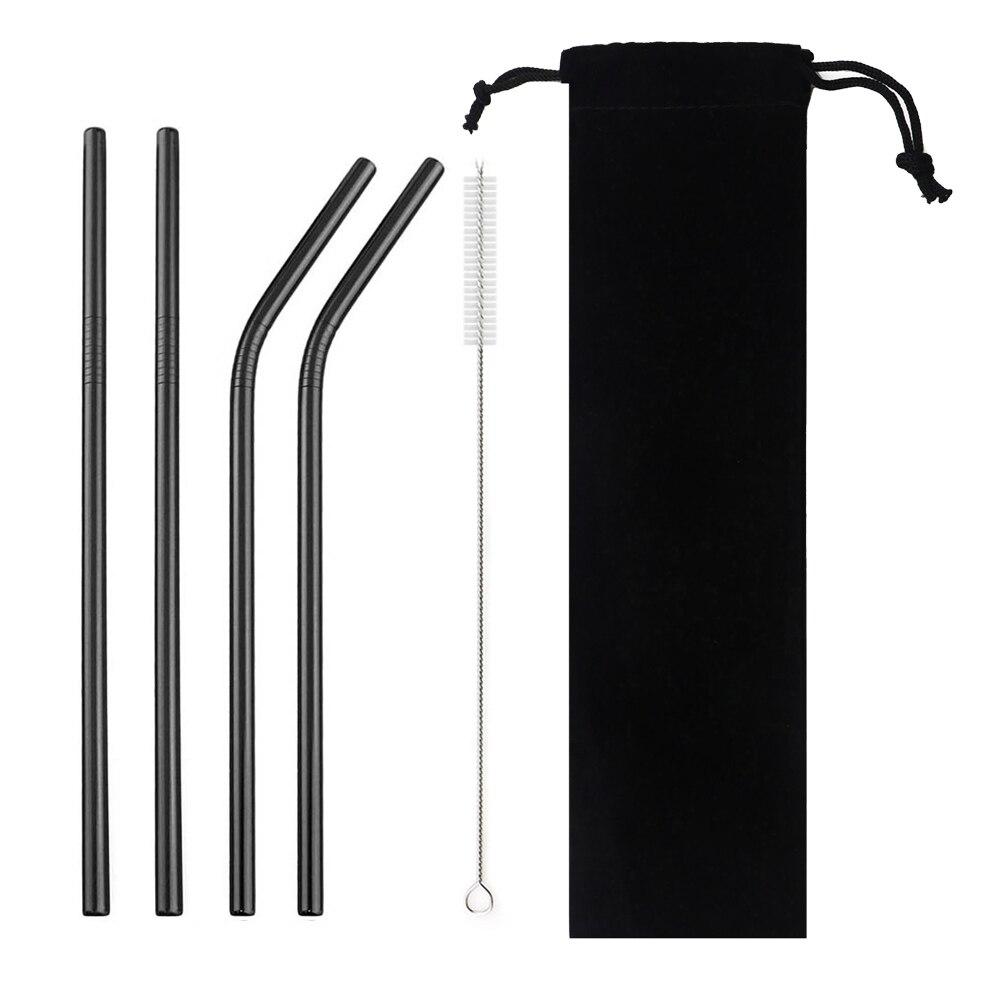 6pcs/11pcs Reusable Straws 18/10 Stainless Steel Gold Drinking Straw Set Mteal Straw Coffee Party Bar Straw With Cleaner Brush Portable Bag