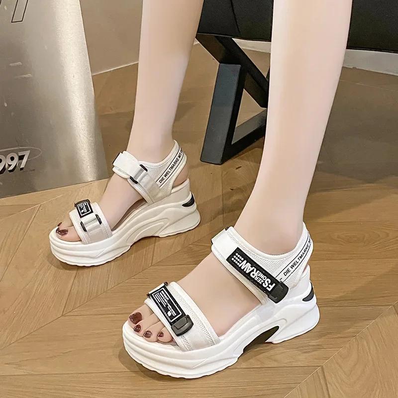 Fashion Sports Sandals for Women 2024 New Summer Wedge Muffin Platform Fish Mouth Daddy High Heels To Increase Women's Shoes