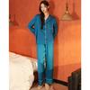 Yaoting simple casual satin chiffon pajamas long sleeves trousers loungewear set retro women pajama1011