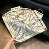 Sen green flower print fresh imitation silk scarf premium versatile square scarf neck protection scarf trendy headscarf scarf women