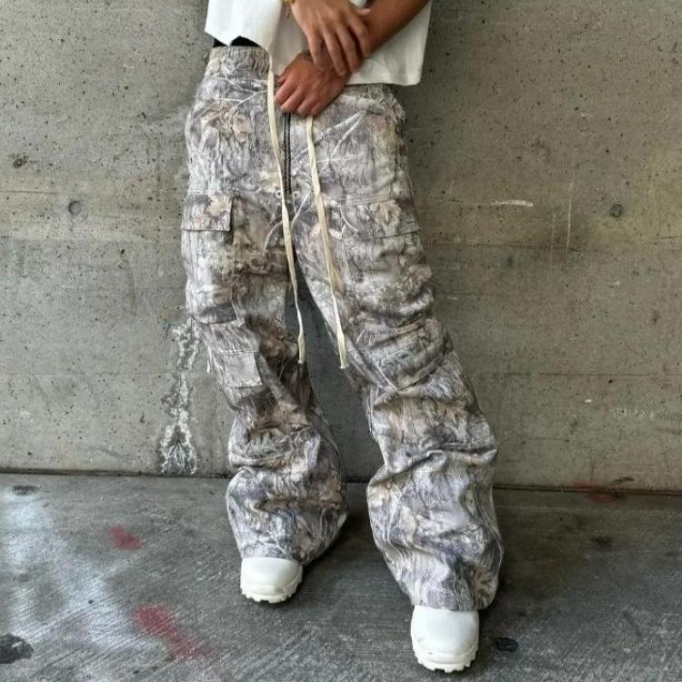 LUXEON Stylish Multi-pocket Camouflage Cargo Pants American Retro Straight Leg Loose Casual Pants Harajuku Style Hip Hop Y2k Trousers