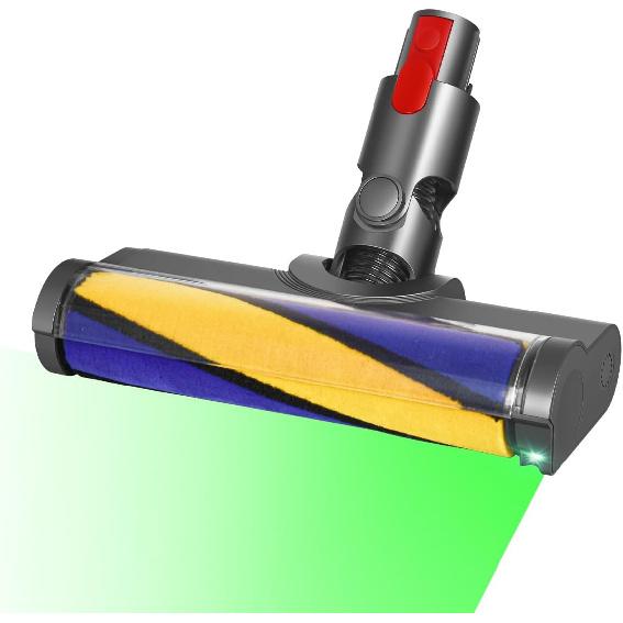 FUNTECK Светодиодная насадка-щетка с мягкими роликами, совместимая с пылесосами Dyson V15 V11 V10 V8 V7, освещает скрытую пыль и мусор, идеально подходит для