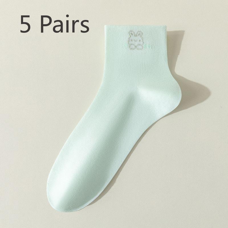 5 Paar Dünne Atmungsaktive Schweißabsorbierende 7A Antibakterielle Geruchshemmende Reine Baumwolle Röhrensocken für Damen, Frühling und Sommer