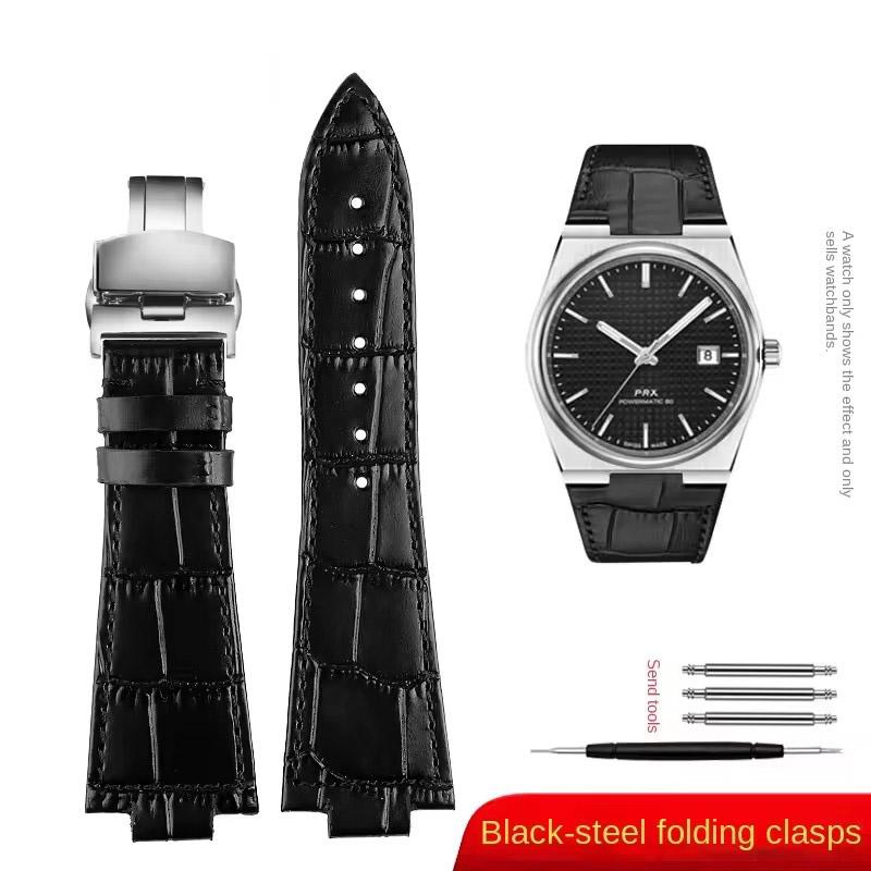 

For 1853 Tissot PRX Super player WatchBand T137.407/137.410 Genuine leather strap 12mm Stainless steel Wristband men s Bracelet 12mm