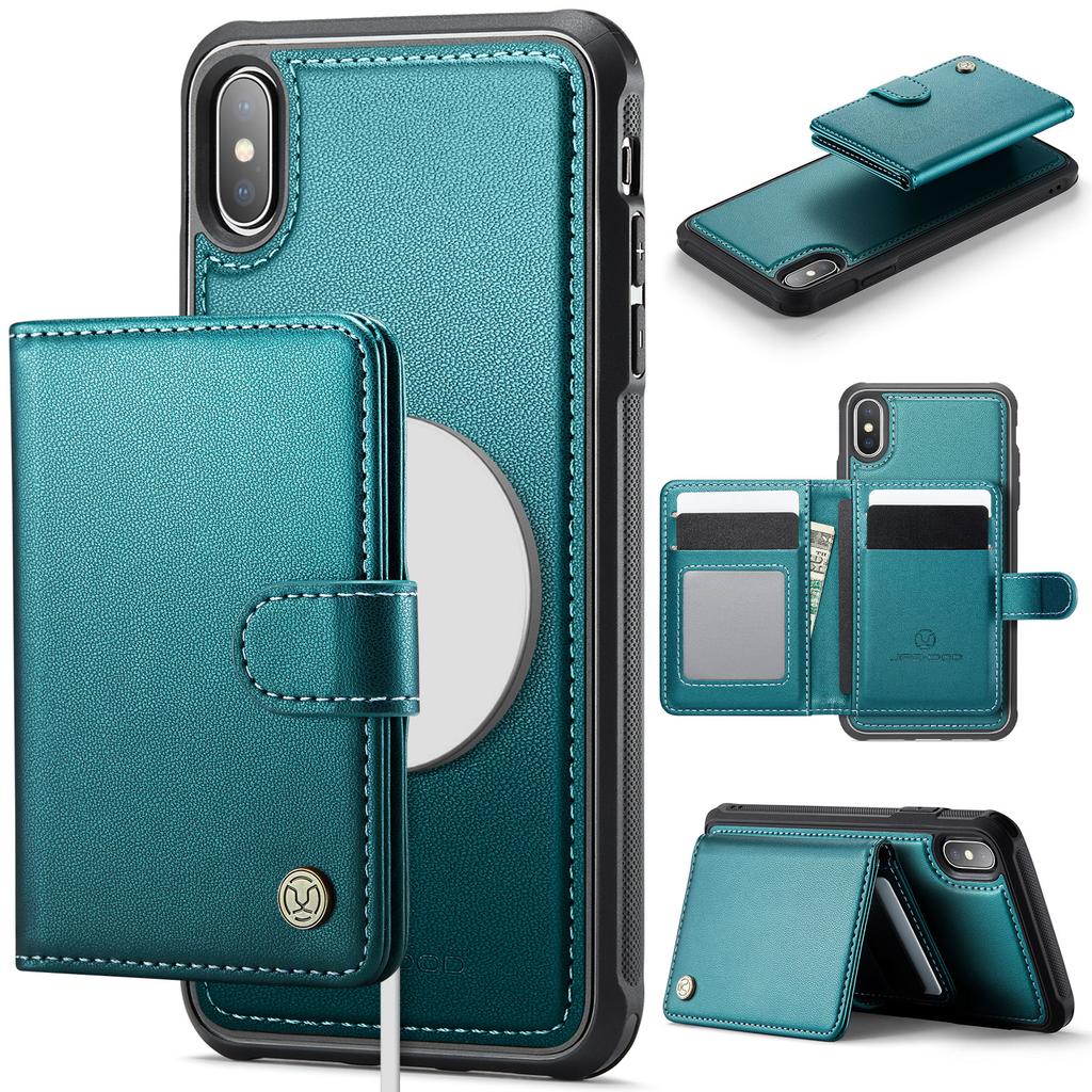 For iPhone XS 5.8 inch/iPhone X Case JEEHOOD J09 RFID Blocking Card Holder Leather Back Phone Cover Compatible with MagSafe