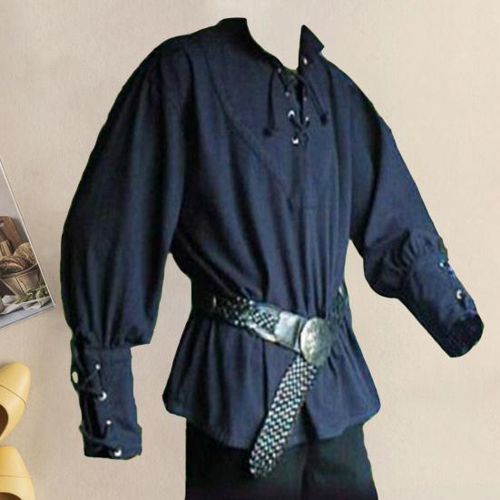 Camicia da cavaliere Elegante colletto alla coreana Camicia retrò ad asciugatura rapida Camicia da cavaliere di Halloween Abbigliamento medievale Camicia retrò Costume cosplay