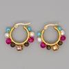 Crystal Earring For Women Boho Jewelry Trendy Natural Stone Pearl Jewellery Bohemian Ear Ring Gold Circle Hoop Earrings