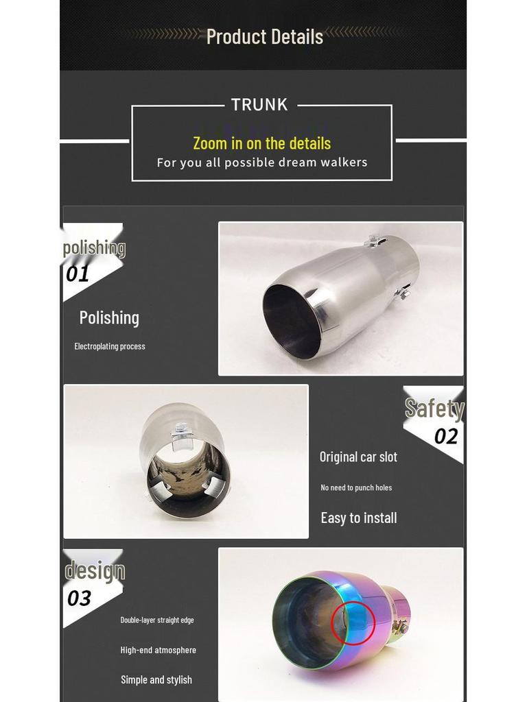 Stainless Steel Tailpipe for 6022 Jimny, Yueyue, Yuexiang M4, M2, Yingzhi, Hongguang, Cupid Cars