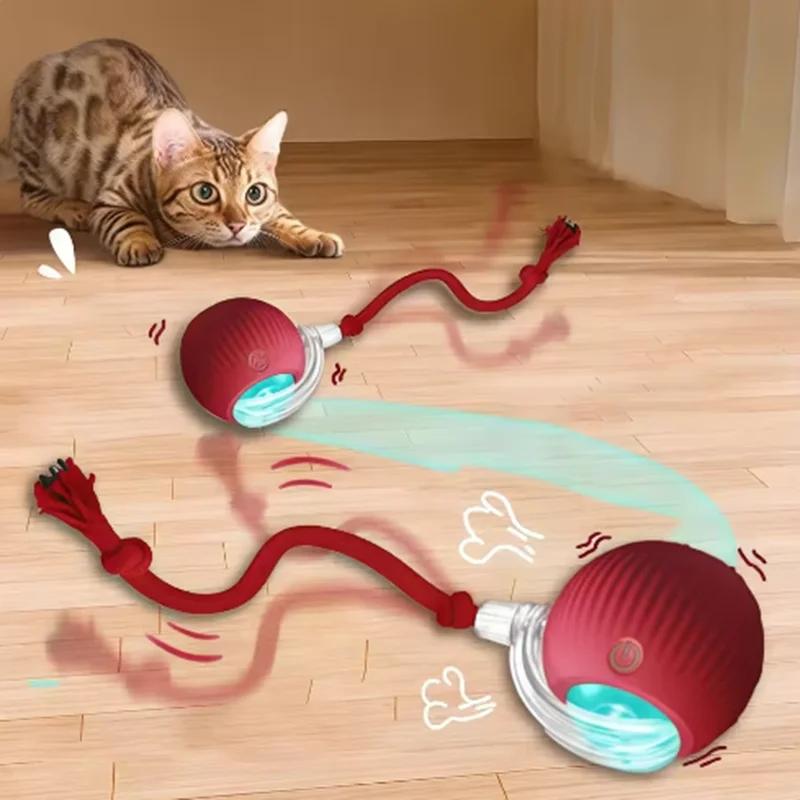 Long Lasting and Durable Easy To Clean Intelligent Obstacle Avoidance Pet Dog Toys Red Intelligent Interactive Cat Ball