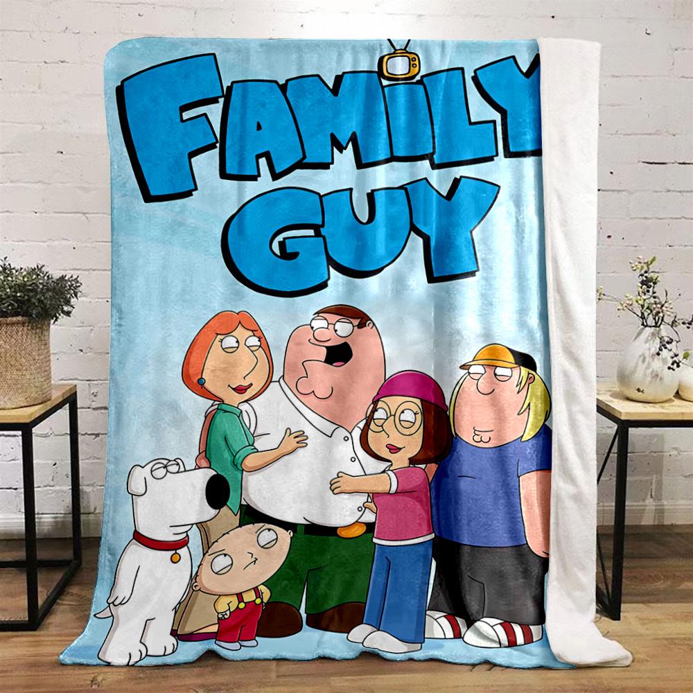 Cartoon Family Grouped Together with Large, Bold Text Above Them. for All Seasons Blanket Lunch Break Throw Gift