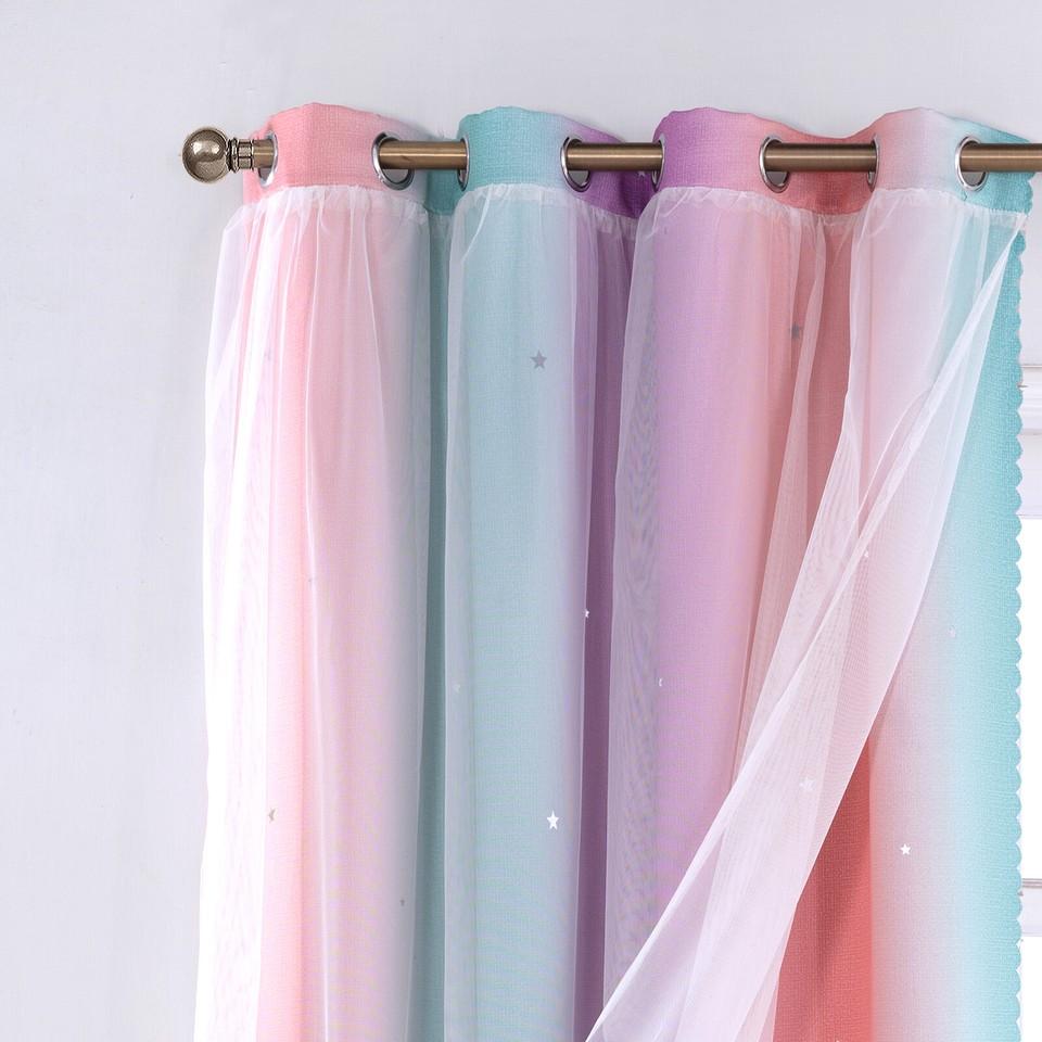 Children's Room Curtains with Eyelets, Voile Eyelet Curtains, Star Curtains