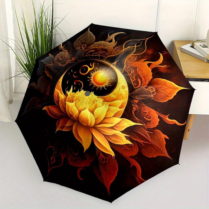 

Yin Yang, Lotus themed Eight rib Automatic Folding umbrella Is Suitable for Both Men and Women, Making It A Perfect Christmas and Valentine