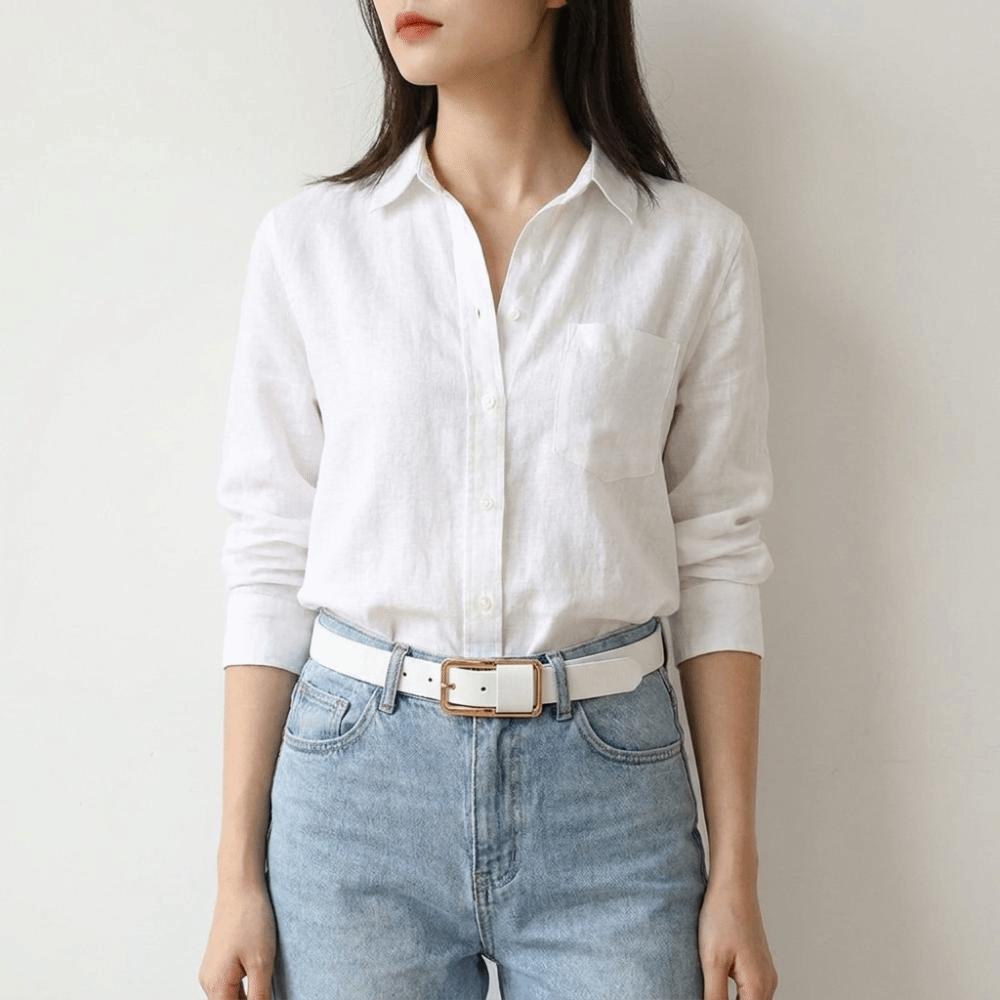 Solid Color Thin Waist Belt Metal Buckle Women Waistband Fashion Genuine Leather Belt Daily