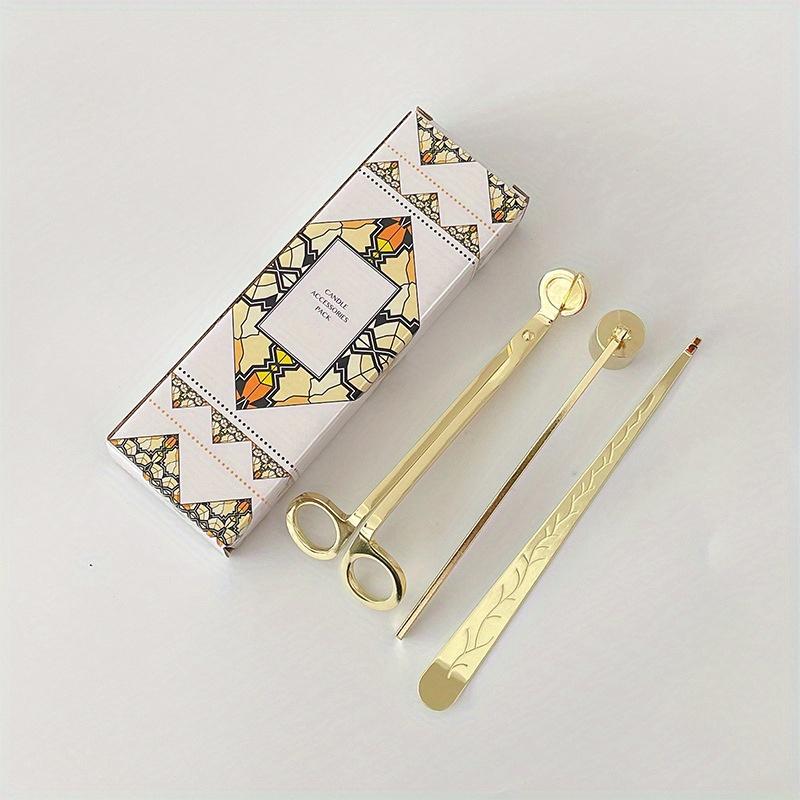 3Pcs Stainless Steel Candle Tool Set Wick Trimmer Snuffer Dipper Cutter Extinguishing Hook Candle Accessory for Home