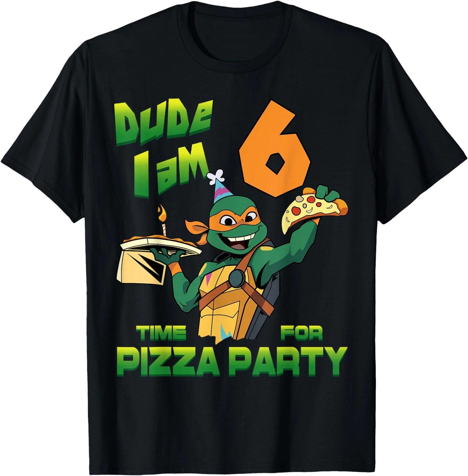 Dude I am 6 Years Old Mikey Pizza Birthday Party T-Shirt M