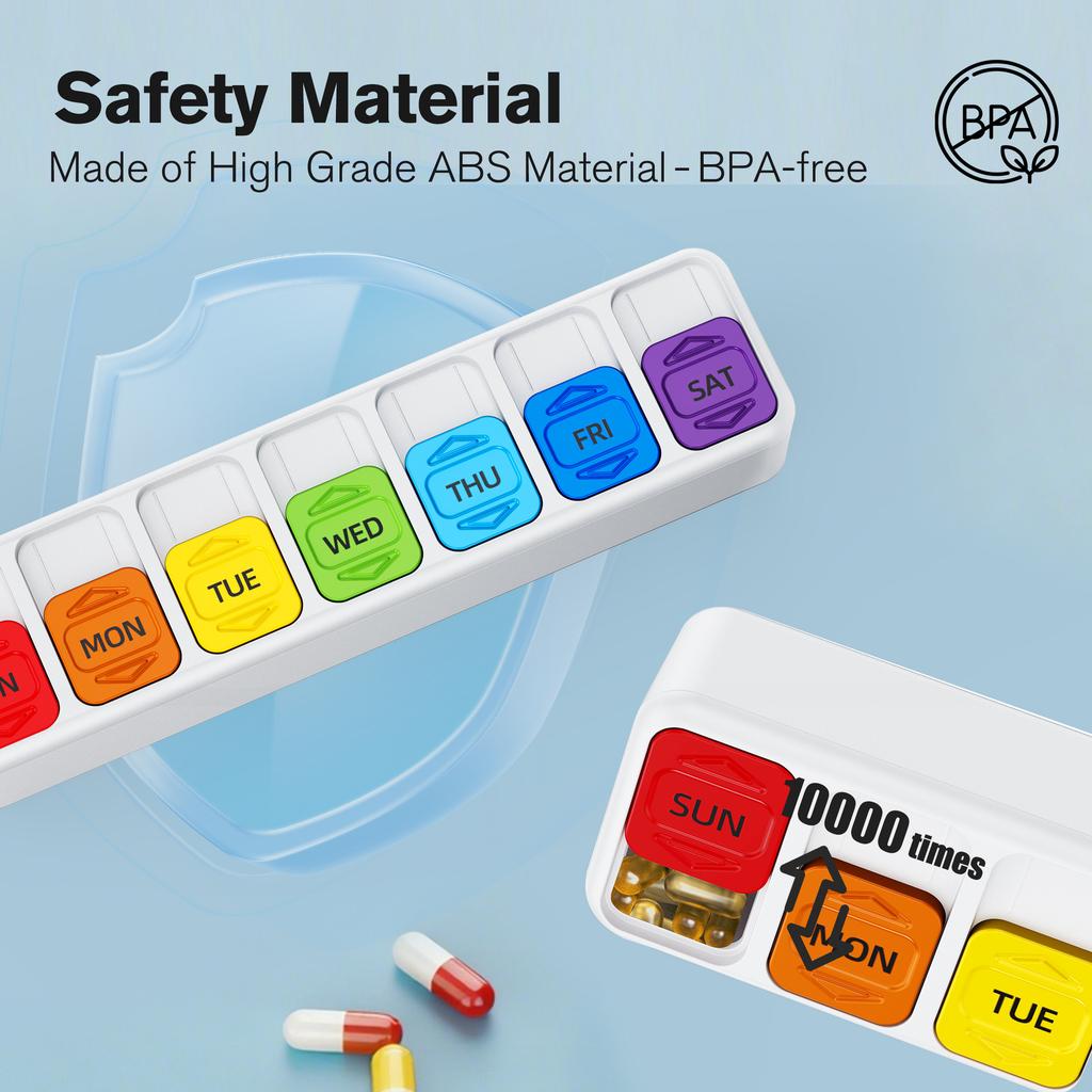 Pill Boxes 7 Day 2 Times a Day Large Daily Pill Organiser AM PM Weekly Travel Tablet Organiser Medicine to Hold Vitamin