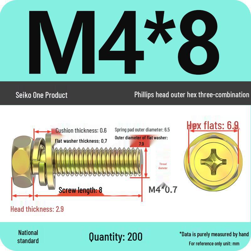 Hexagon Head Combination Screw Bolt Set with Washer and Spring Washer