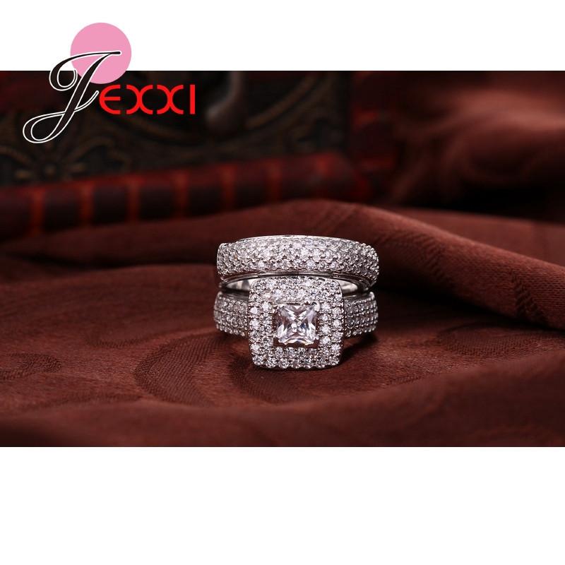 Classcial 925 Silver Wedding Ring Sets For Women Bijoux For Lady Vintage Luxury CZ Crystal Jewelry Accessories