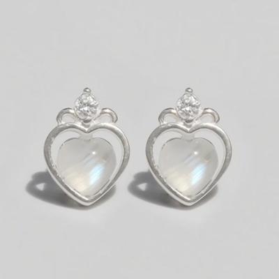 Women's Fashion Accessories Daily Heart Moonstone Earrings