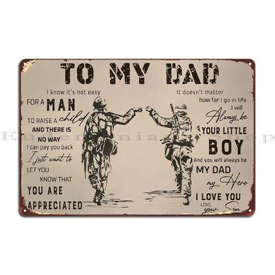Cadeau pour Papa de la part de son Fils Plaque Métallique Créer Murale de Salon Plaques de Garage Affiche Signe en Étain Design
