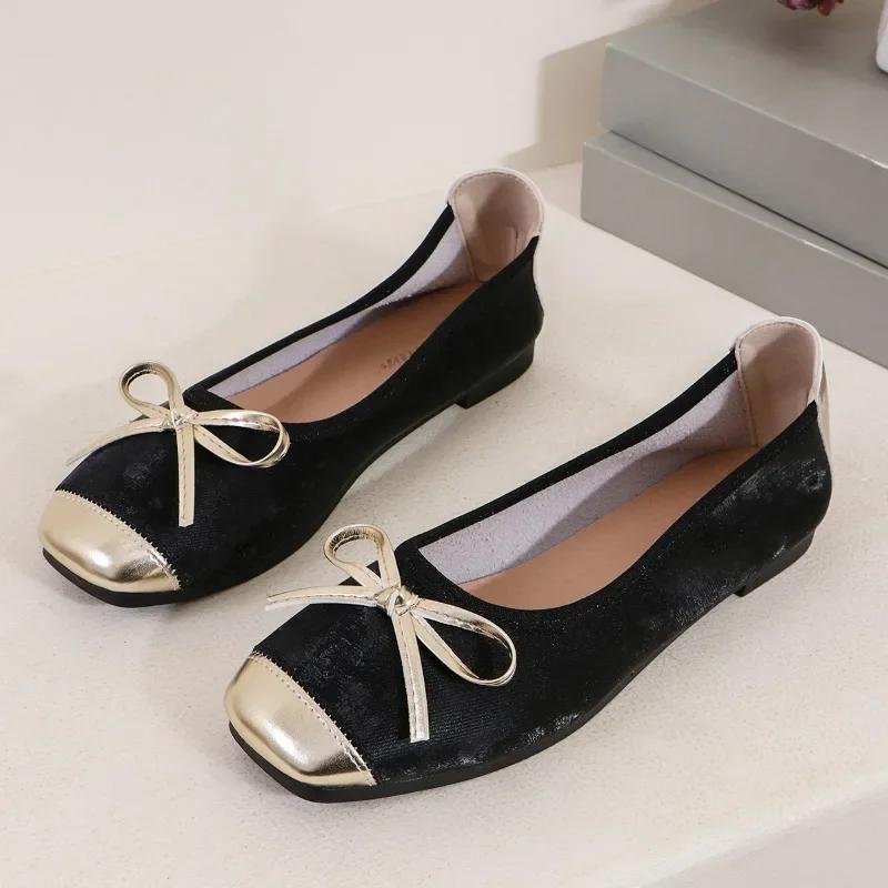 Fashion 2024 Hot Sale Ladies Shoes Slip-on Women's Flats Fashion Butterfly-knot Daily Flats Women New Color Matching Flat Low Heels