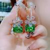 New Green Red Crystal Flower Dangle Earrings Women's Personality Stylish Luxury Prom Accessories Party Zircon Birthday Gifts