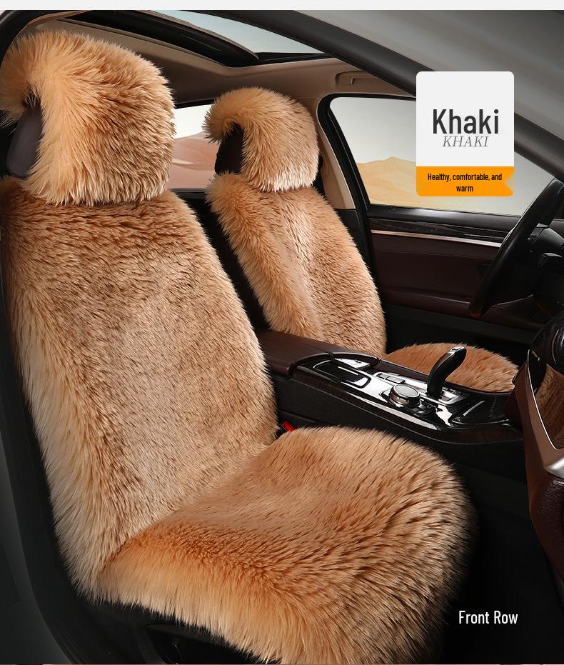 Universal Winter Plush Faux Sheepskin Car Seat Cushion with Backrest
