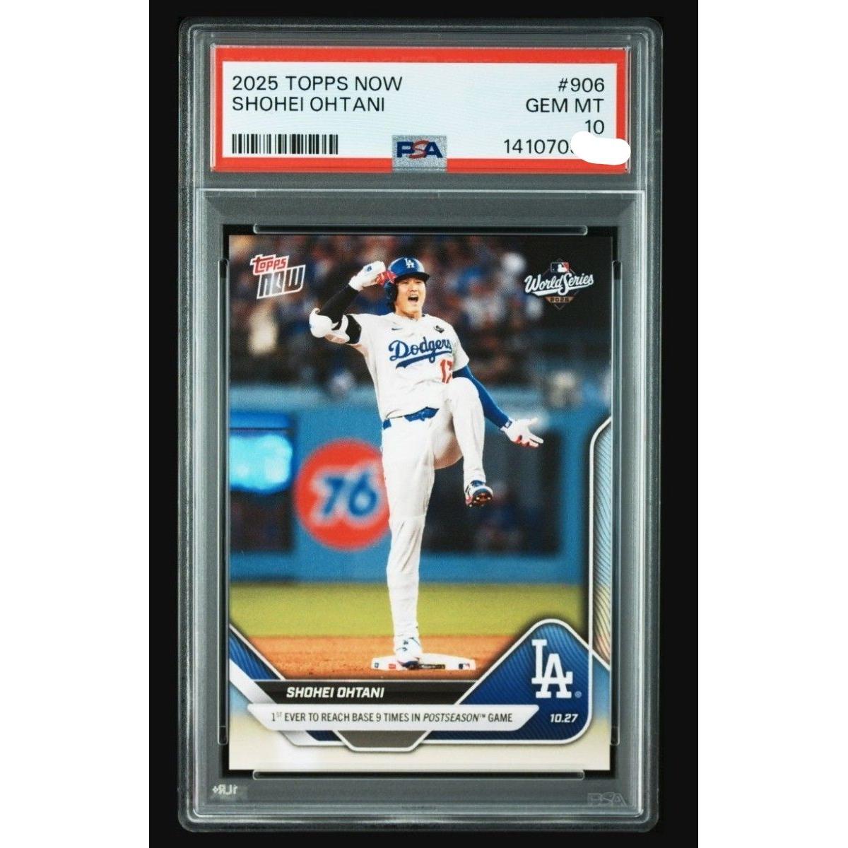 Used Shohei Ohtani 2025 MLB Topps Now 906 First in PS history to reach 9 bases in one game Shohei Ohtani Dodgers commemorative card