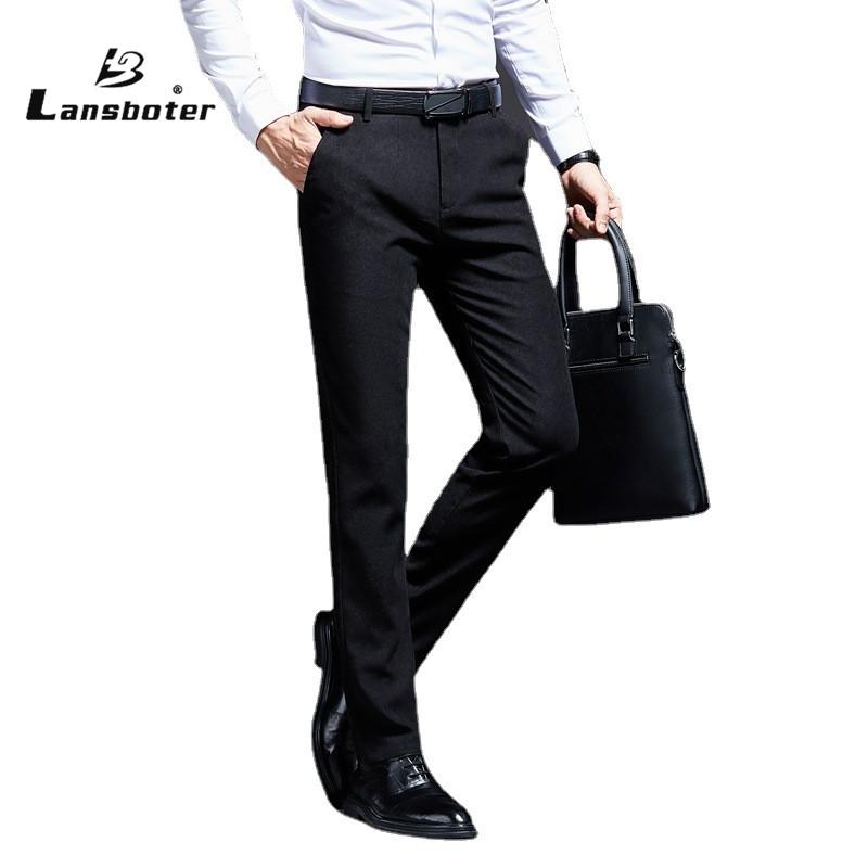 

Новые саржевые замшевые брюки Lansboter для осени и зимы, мужские корейские узкие мужские брюки, брюки без железа, прямые повседневные мужские брюки