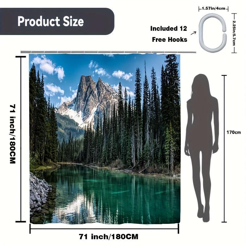 Scenic Mountain Lake Shower Curtain For A Tranquil And Inviting Bathroom, Featuring A Stunning Landscape Of Snow-Capped