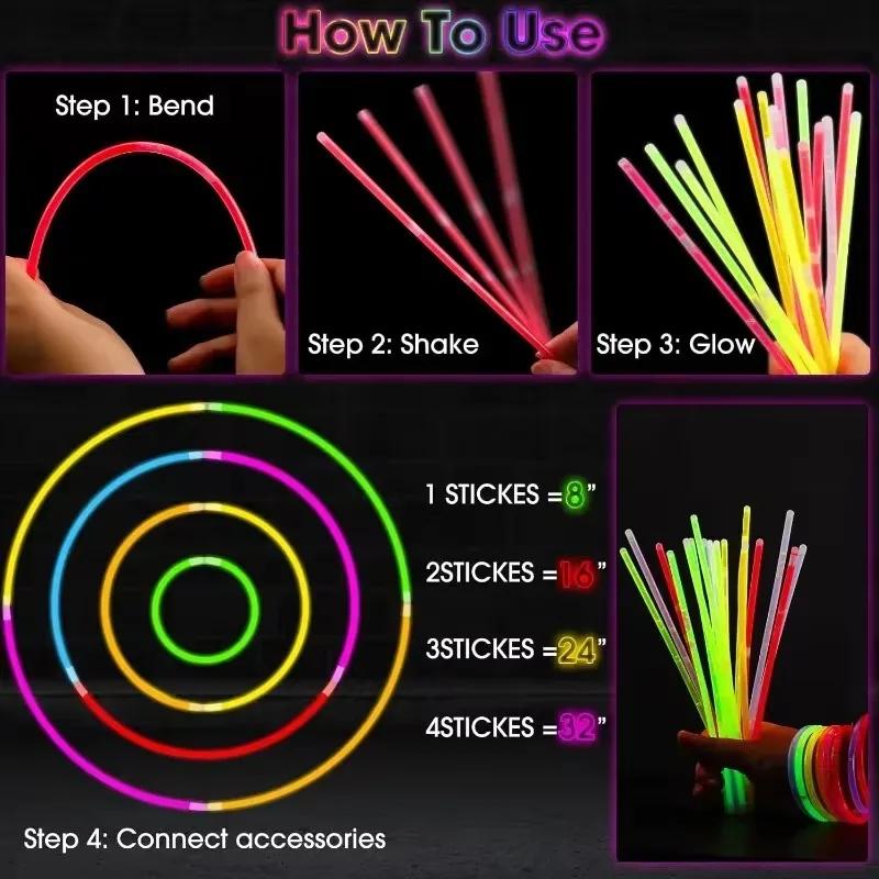 50/100Pcs Fluorescence Sticks Party Multicolor Glowing Stick Bright Colorful Light Bright Bendable Glow Bracelet Party Supplies