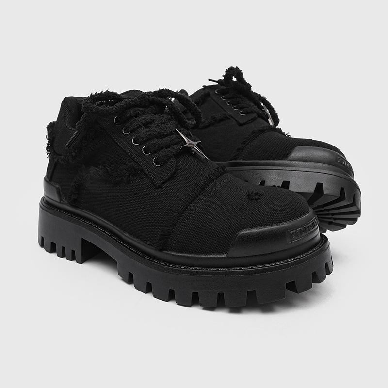 Derby Herren Stoffschuhe mit dicker Sohle Neuestes Designer-Trend-Stil Modisch Outdoor Freizeit Party Übergröße -46 Schwarze Schuhe