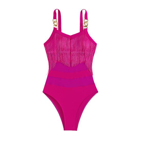 Dámské Sexy Monokiny Sling bez rukávů Výzdoba se střapcem Plavky Síťované sestřihy Design bez zad Jednodílné bikiny