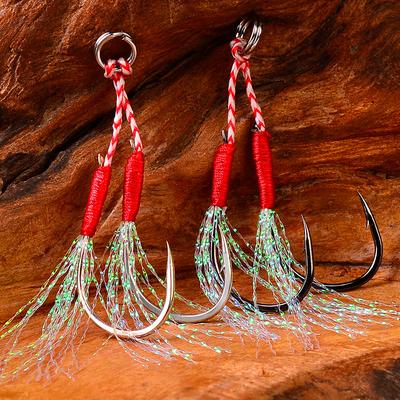 New Iron Plate Hook Feather Hook Binding Wool Hook Lure Hook Sea Fishing Double Hook 10pcs