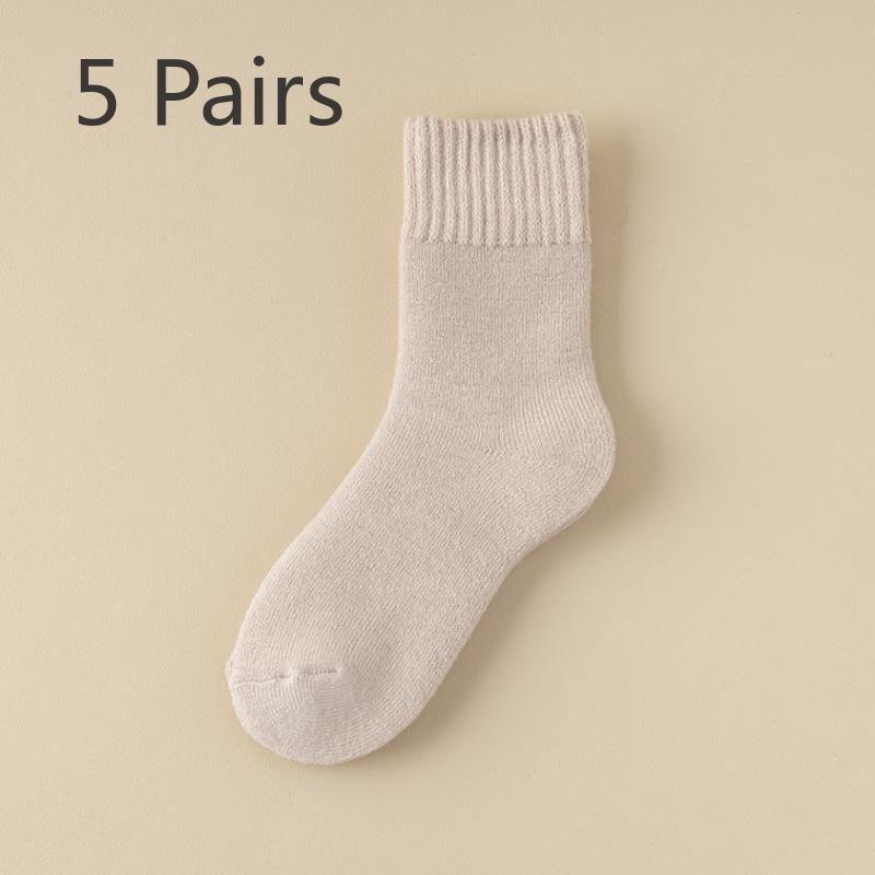 5 Pairs of Women's Autumn and Winter Fleece Thickened Warm Circle Wool Stockings