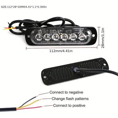 1ks 6led Blikající Stroboskopické Nouzové Sanitní Červené a Modré Jantarové LED Výstražné Světlo Pro Auto