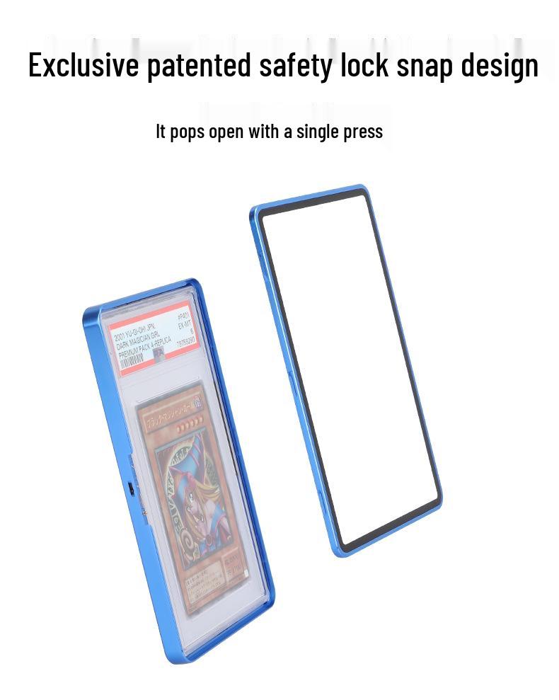 PSA Universal Graded Card Sleeve - Glossy Metal Snap-On Protective Case with Stand (Drop & Dust-Proof)