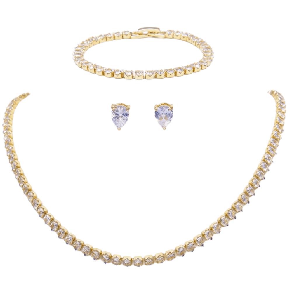 3Pcs/set Zirconia Cubic Zirconia Jewelry Set Gold Wedding Accessories Set  Perfect золотой