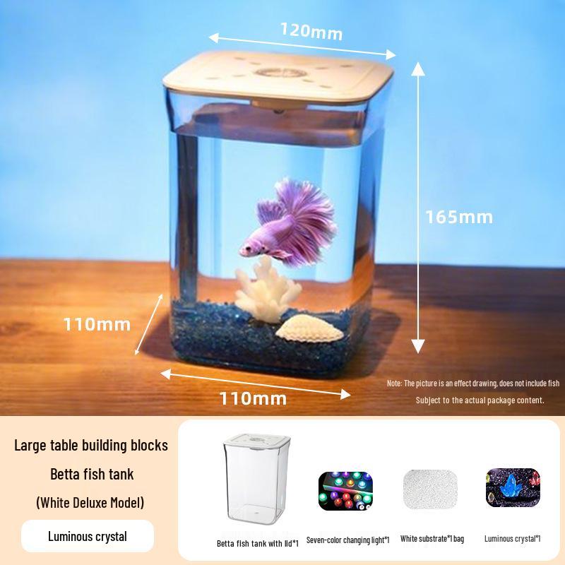 Acvariu Mini de Birou pentru Pești Luptători Siamezi - Betta Micro-Peisaj Acvatic Decor Acvariu.