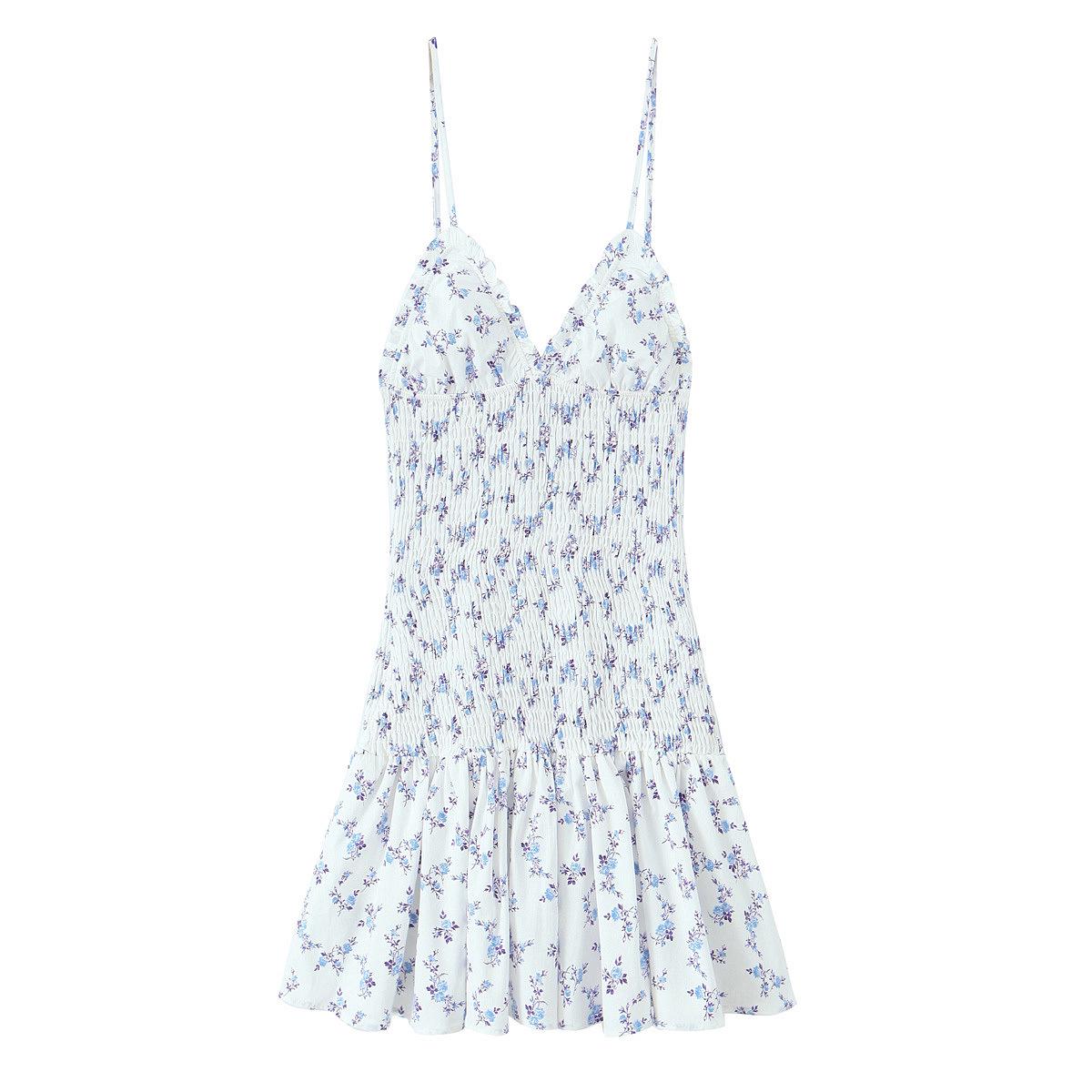

2025 Summer Floral Print V-Neck Pullover Slim Sundress L