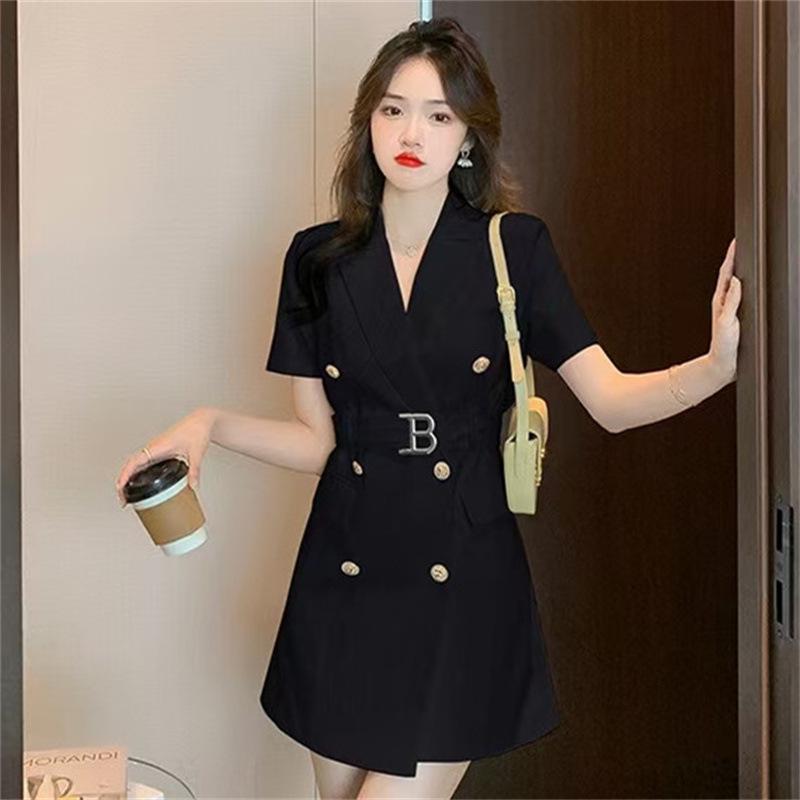 Осеннее ретро 2026 года, облегающее платье-костюм с акцентом на талию, в британском и французском стиле, для женщин XL чёрный