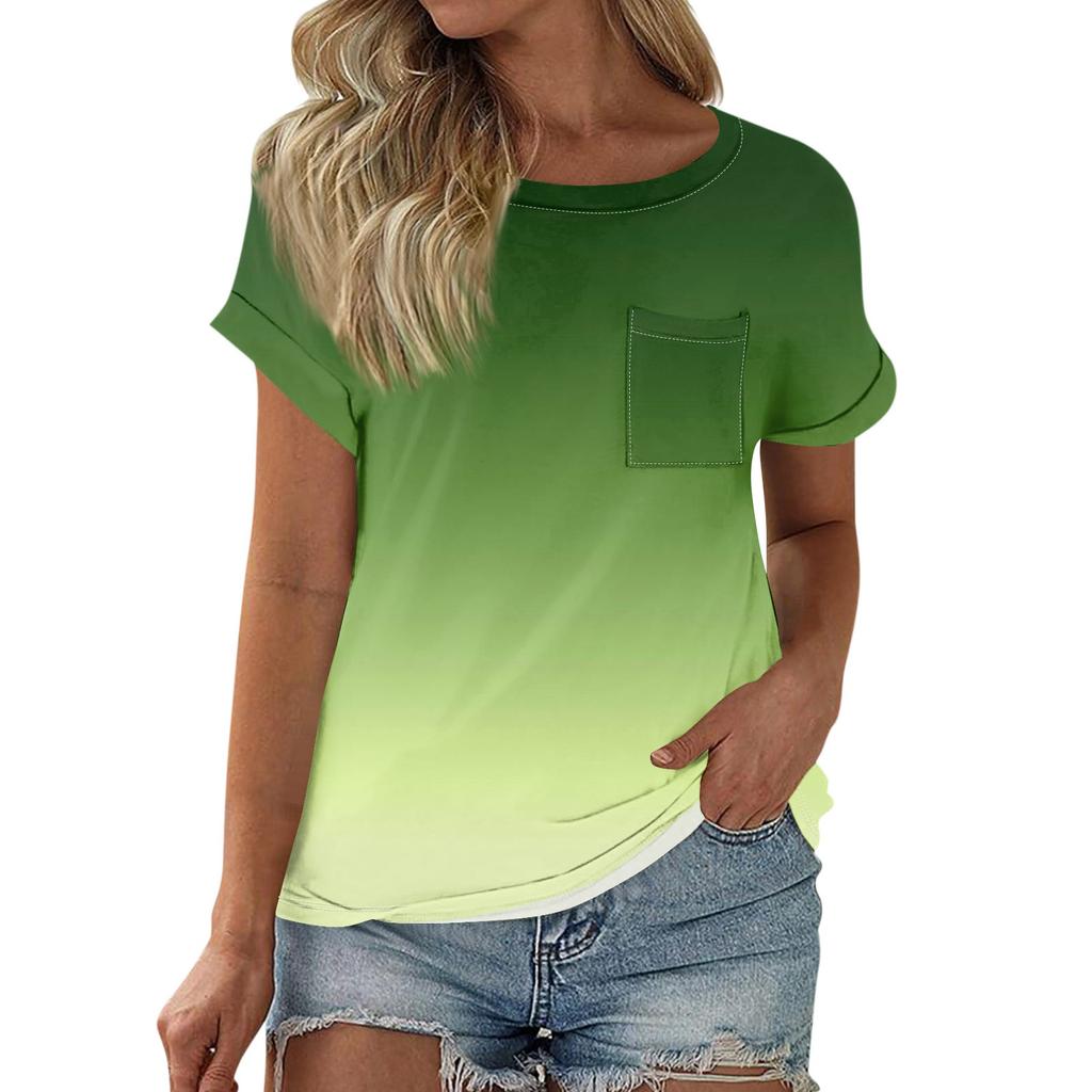 Women's T Shirt Tee Printed Short Sleeve Pocket Daily Weekend Fashion Basic Round Neck Regular Top
