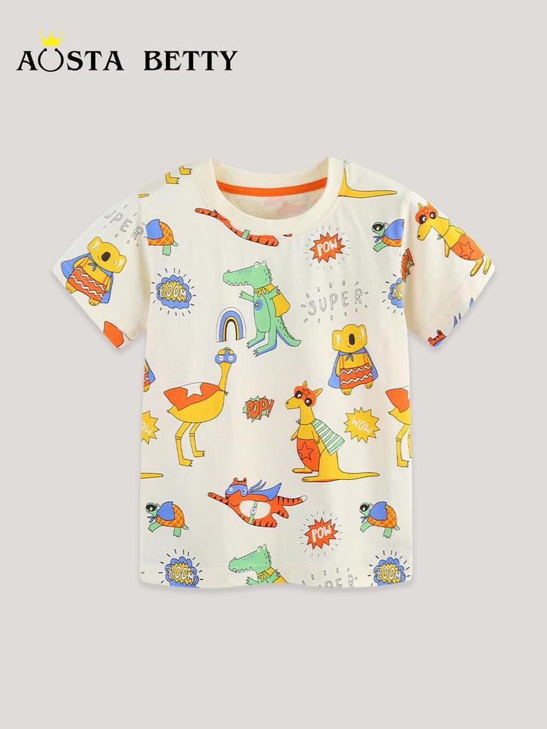Boys' Cartoon Print Custom Short-Sleeve T-Shirt