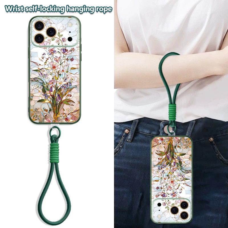 Oil Painting Flower Pattern Hand Strap Case For iPhone 17 Pro Max iPhone 16 15 14 13 Pro Max Magnetic For Magsafe Hybrid TPU+PC Matte Cover