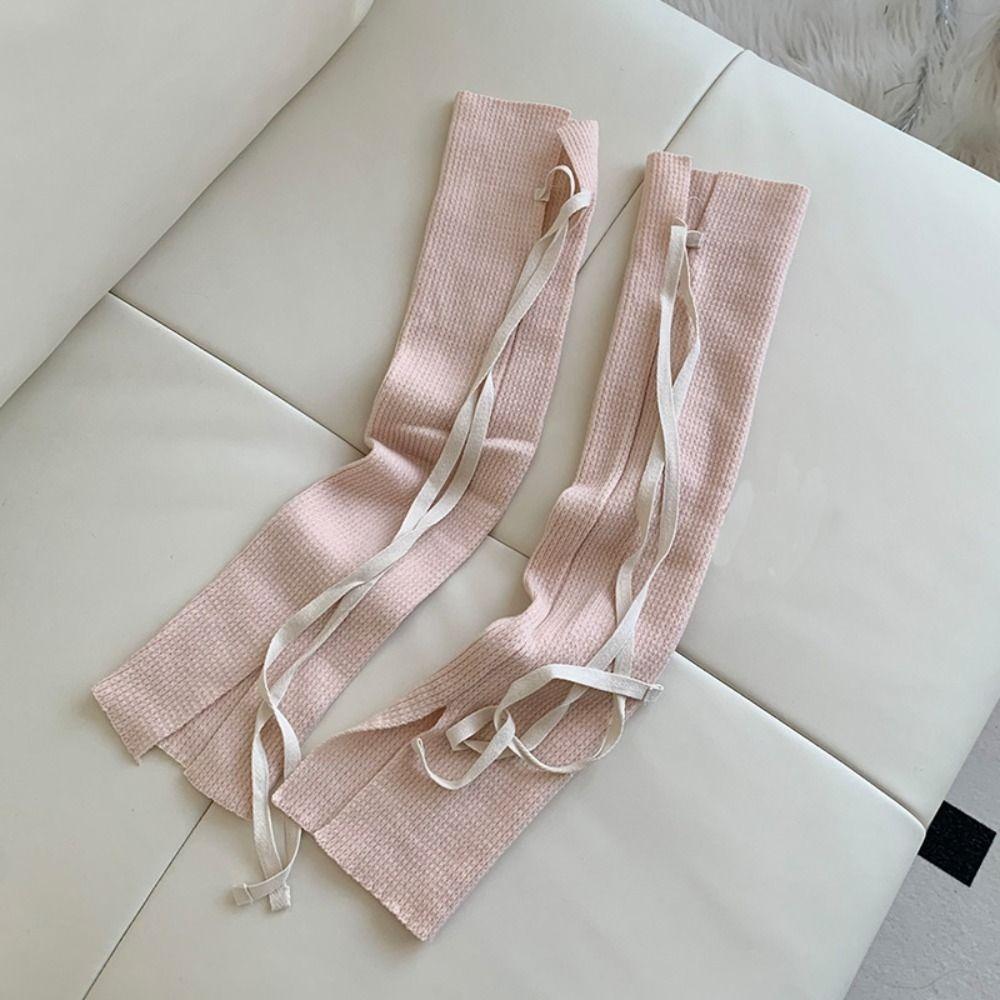 Y2K Knit Banding Leggings Bow Tie Women's Stockings Elastic Knee High Socks  Winter