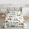 Feelyou Cartoon Car Kids Comforter Set Construction Bedding Set for Boys Toddler Decor Equipment Trucks Comforter Cartoon Car Excavator Trac